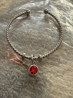 Alex and Ani Silver Ruby Charm Expandable Bracelet